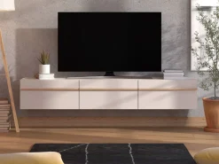 Mobile Porta tv Beige Marrone Rovere un Ripiano 3 Ante 192x41.5x32h cm, 3 Vani - Paitone