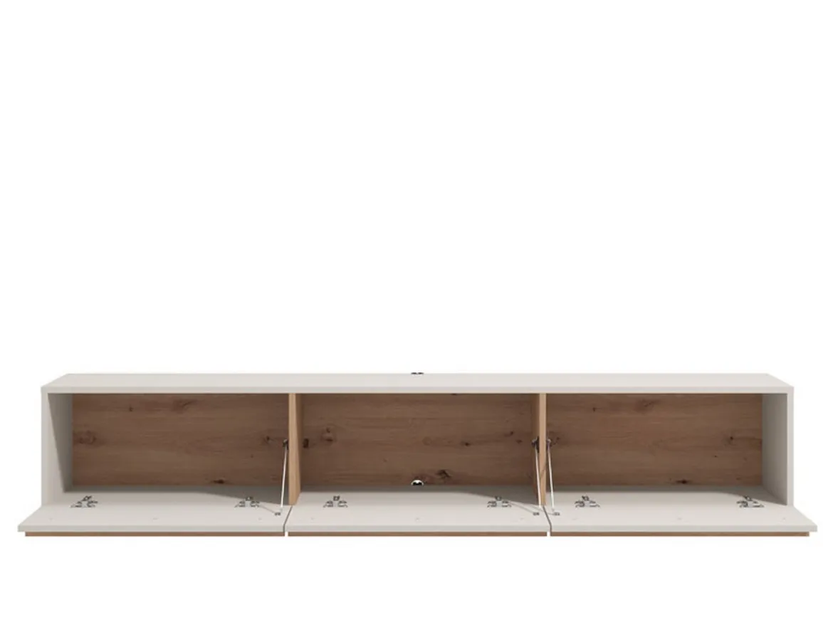 Mobile Porta tv Beige Marrone Rovere un Ripiano 3 Ante 192x41.5x32h cm, 3 Vani - Paitone