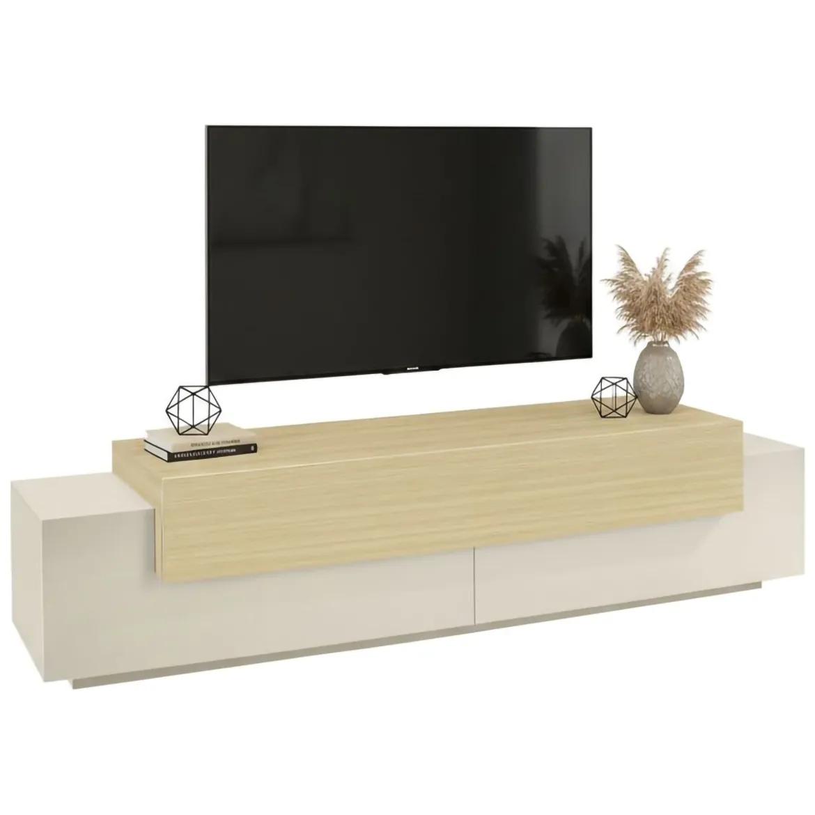 Mobile Porta tv Beige 3 Ripiani 4 Vani 240x45x51.5h cm, 3 Ante - Curino