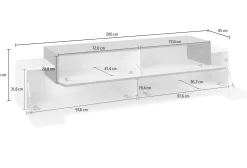 Mobile Porta tv Beige 3 Ripiani 4 Vani 240x45x51.5h cm, 3 Ante - Curino