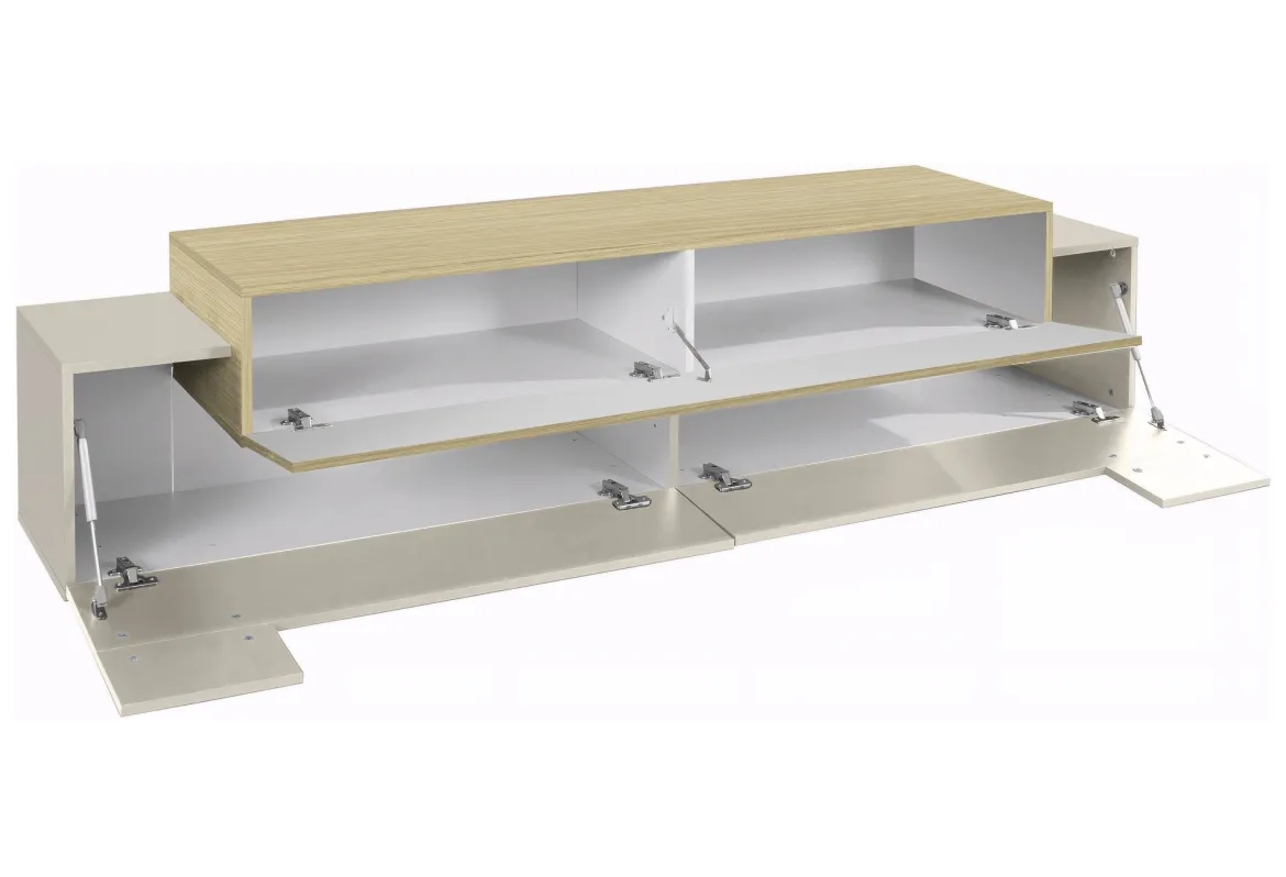 Mobile Porta tv Beige 3 Ripiani 4 Vani 240x45x51.5h cm, 3 Ante - Curino