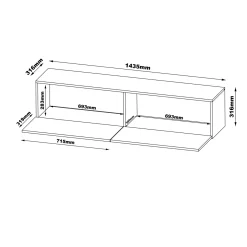 Mobile Porta tv Beige un Ripiano 2 Ante 144x32x32h cm, led Incluso - Mocogno