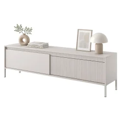 Mobile Porta tv Beige un Ripiano 2 Ante 187x40x53h cm, Ante Effetto Rigato - Kami