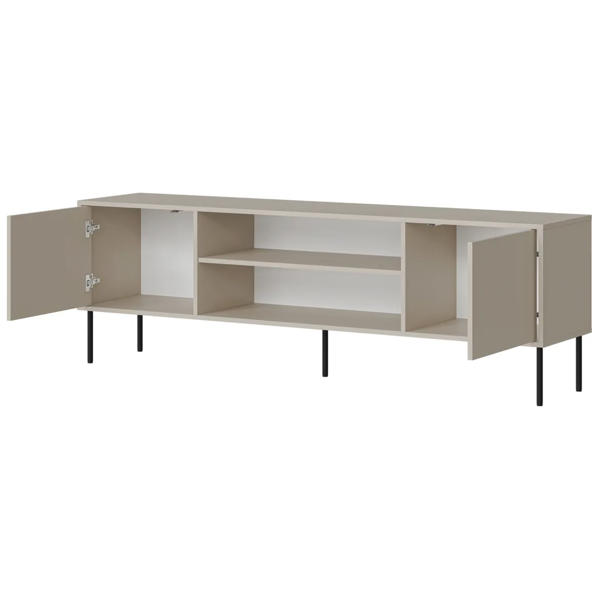 Mobile Porta tv Beige un Ripiano 3 Ante 200x40x60h cm, Anta Dettaglio Vetro - Fiuggi