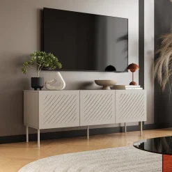 Mobile Porta tv Beige un Ripiano 3 Vani 150.5x42x60h cm, 3 Ante - Termoli
