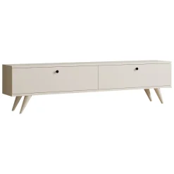 Mobile Porta tv Bianco 2 Ante 2 Vani 160x25x40h cm, Apertura a Ribalta - Atestino