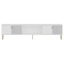 Mobile Porta tv Bianco 2 Ante 3 Vani 180x30x45h cm, Apertura a Ribalta - Imerese