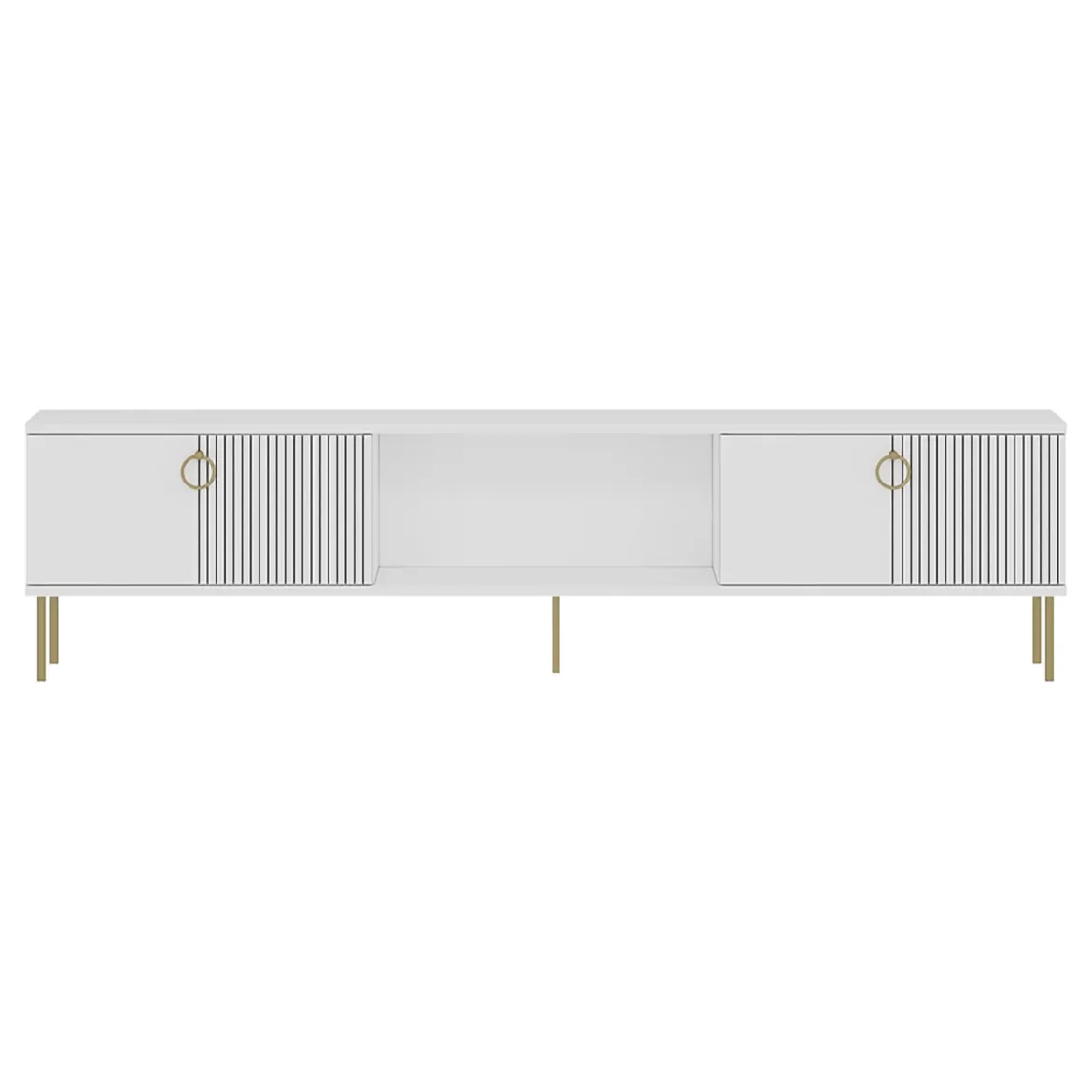 Mobile Porta tv Bianco 2 Ante 3 Vani 180x30x45h cm, Apertura a Ribalta - Imerese