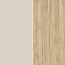 Mobile Porta tv Bianco Cashmere Marrone Rovere Chiaro 3 Ripiani 3 Ante 200x35x30h cm, 4 Vani Made in Italy - Oxanna