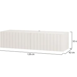 Mobile Porta tv Bianco Crema Beige un Ripiano 2 Ante 128x42x32h cm, 2 Vani - Vetto