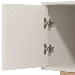 Mobile Porta tv Bianco Crema Marrone Rovere 2 Ripiani 4 Ante 202x40x54h cm, con Piedini - Capaci