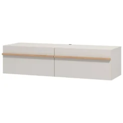 Mobile Porta tv Bianco Crema Marrone Rovere un Ripiano 2 Vani 128x41.5x32h cm, 2 Ante - Sirolo