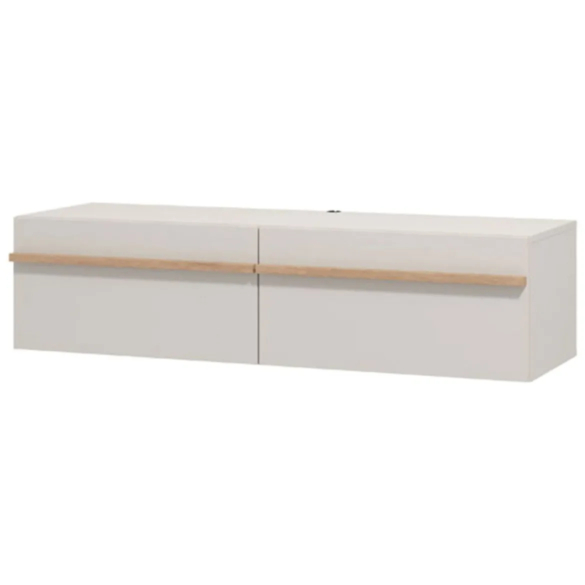 Mobile Porta tv Bianco Crema Marrone Rovere un Ripiano 2 Vani 128x41.5x32h cm, 2 Ante - Sirolo