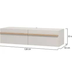 Mobile Porta tv Bianco Crema Marrone Rovere un Ripiano 2 Vani 128x41.5x32h cm, 2 Ante - Sirolo