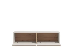 Mobile Porta tv Bianco Crema Marrone Rovere un Ripiano 2 Vani 128x41.5x32h cm, 2 Ante - Sirolo