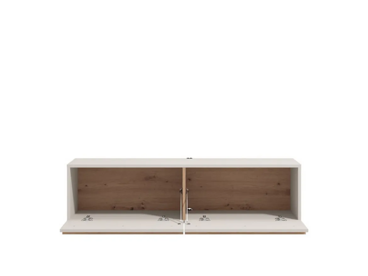Mobile Porta tv Bianco Crema Marrone Rovere un Ripiano 2 Vani 128x41.5x32h cm, 2 Ante - Sirolo