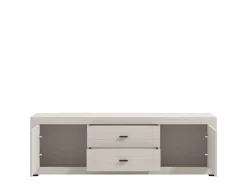 Mobile Porta tv Bianco Crema Nero 2 Cassetti un Ripiano 166.5x41.5x53.5h cm, Apertura Battente, Scorrevole - Nalles