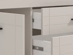 Mobile Porta tv Bianco Crema Nero 2 Cassetti un Ripiano 166.5x41.5x53.5h cm, Apertura Battente, Scorrevole - Nalles
