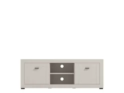 Mobile Porta tv Bianco Crema Nero un Cassetto 2 Ripiani 151x40x52h cm, 2 Ante - Corciano