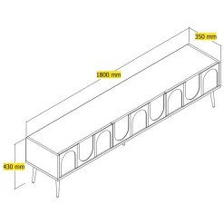 Mobile Porta tv Bianco Crema oro 3 Ante Apertura a Ribalta 180x35x43h cm, 3 Vani - Marnate
