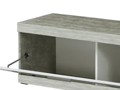 Mobile Porta tv Bianco Grigio Cemento 2 Ripiani Un'anta 162x41.5x43.5h cm, Ripiano in Vetro - Pompu