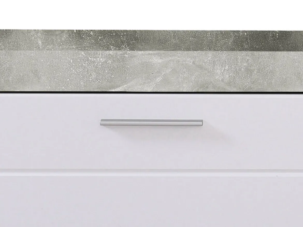 Mobile Porta tv Bianco Grigio Cemento 2 Ripiani Un'anta 162x41.5x43.5h cm, Ripiano in Vetro - Pompu