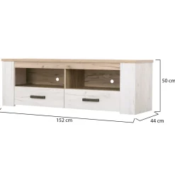 Mobile Porta tv Bianco Larice Marrone Rovere 3 Ripiani 4 Vani 122.5x43.5x49.5h cm, Un'anta - Castalda
