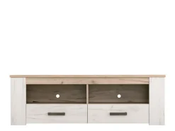 Mobile Porta tv Bianco Larice Marrone Rovere 3 Ripiani 4 Vani 122.5x43.5x49.5h cm, Un'anta - Castalda