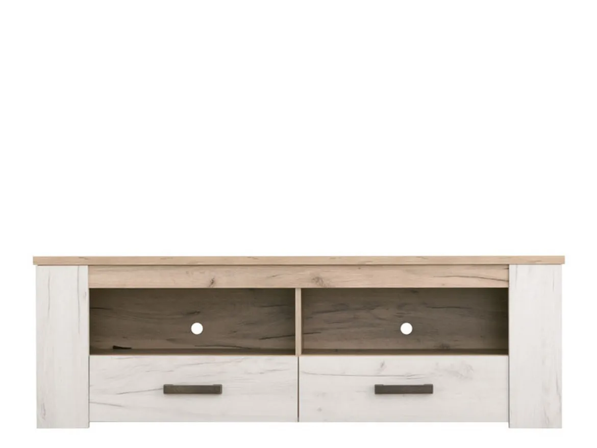 Mobile Porta tv Bianco Larice Marrone Rovere 3 Ripiani 4 Vani 122.5x43.5x49.5h cm, Un'anta - Castalda
