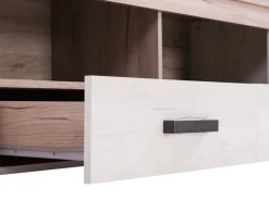 Mobile Porta tv Bianco Larice Marrone Rovere 3 Ripiani 4 Vani 122.5x43.5x49.5h cm, Un'anta - Castalda