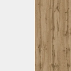 Mobile Porta tv Bianco Lucido Marrone Rovere 3 Ripiani 3 Ante 200x35x30h cm, 4 Vani Made in Italy - Oxanna