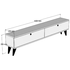 Mobile Porta tv Bianco Marrone Noce 2 Ante 2 Vani 160x25x35h cm, Apertura a Ribalta - Olmedo
