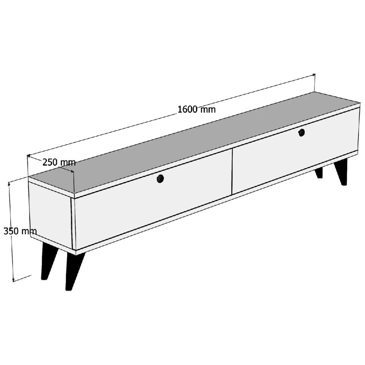 Mobile Porta tv Bianco Marrone Noce 2 Ante 2 Vani 160x25x35h cm, Apertura a Ribalta - Olmedo