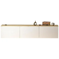 Mobile Porta tv Bianco Marrone Rovere 3 Ripiani Un'anta 30x150x50h cm, con Piedini - Ardmore