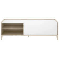 Mobile Porta tv Bianco Marrone Rovere Modulabile 3 Ripiani 43x155x50h cm, Un'anta - Woodland