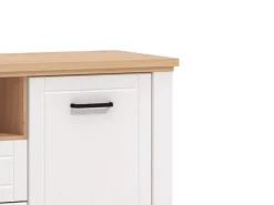 Mobile Porta tv Bianco Marrone Rovere Nodi 2 Cassetti 4 Ripiani 161x41x66.5h cm, 2 Ante - Rotondi