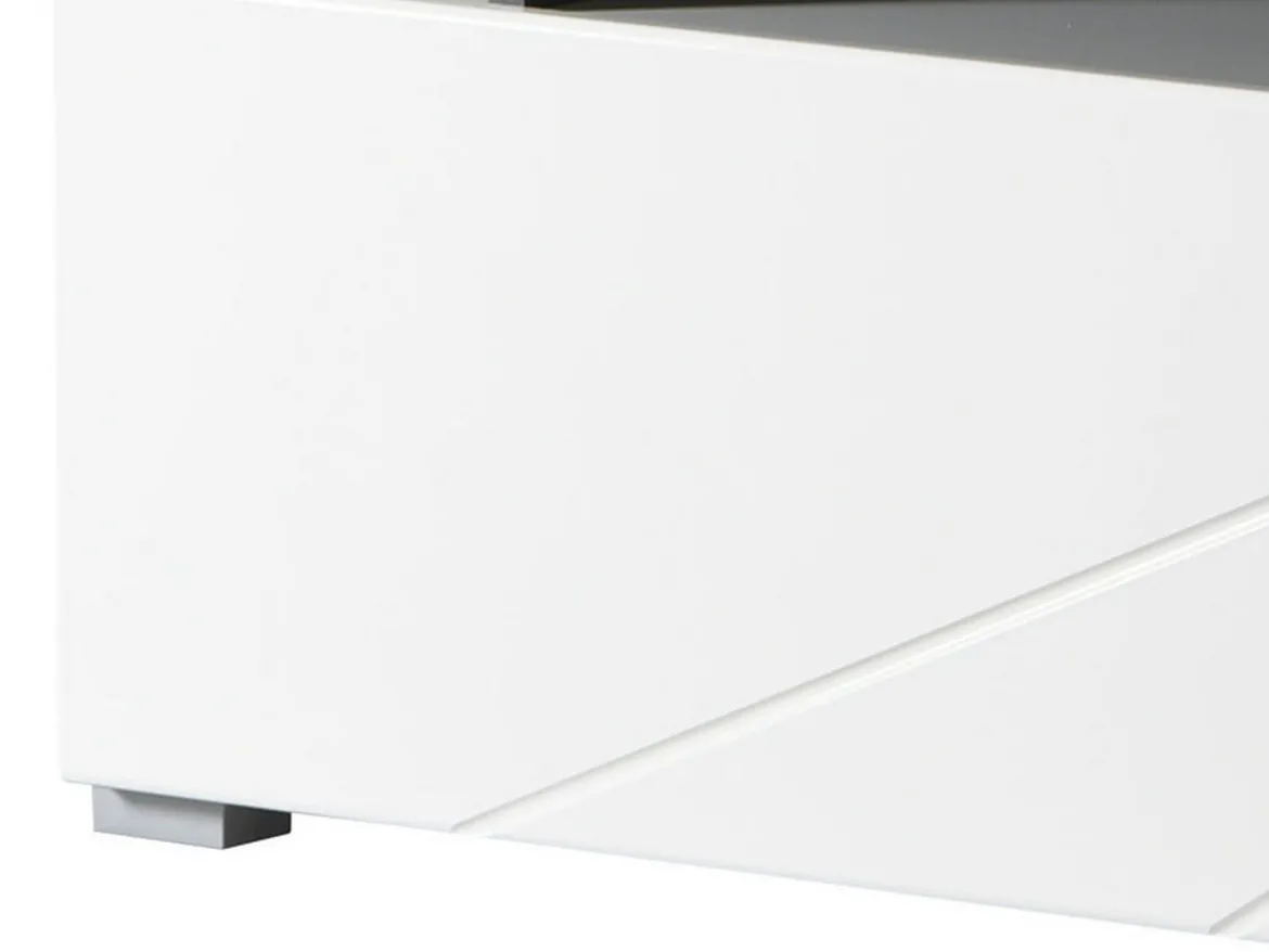 Mobile Porta tv Bianco Nero Antracite 6 Ripiani Un'anta 170x41.5x46.5h cm, Dettaglio Geometrico, Ripiano in Vetro - Induno