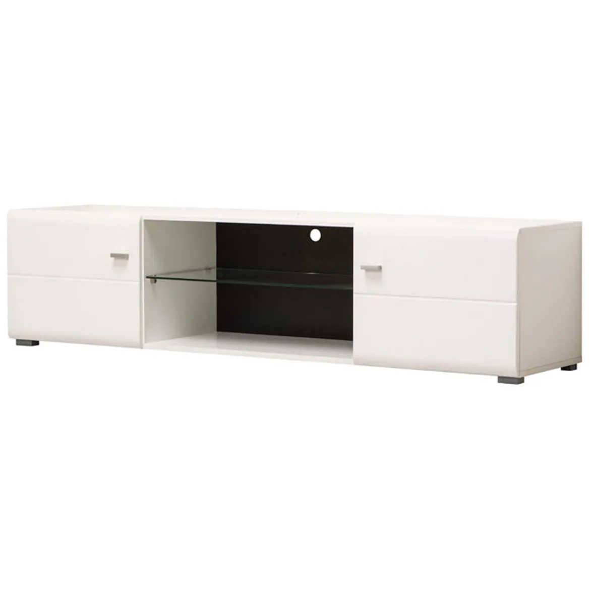 Mobile Porta tv Bianco Nero un Ripiano 2 Ante 170x41.5x41.5h cm, Ripiano in Vetro - Furci