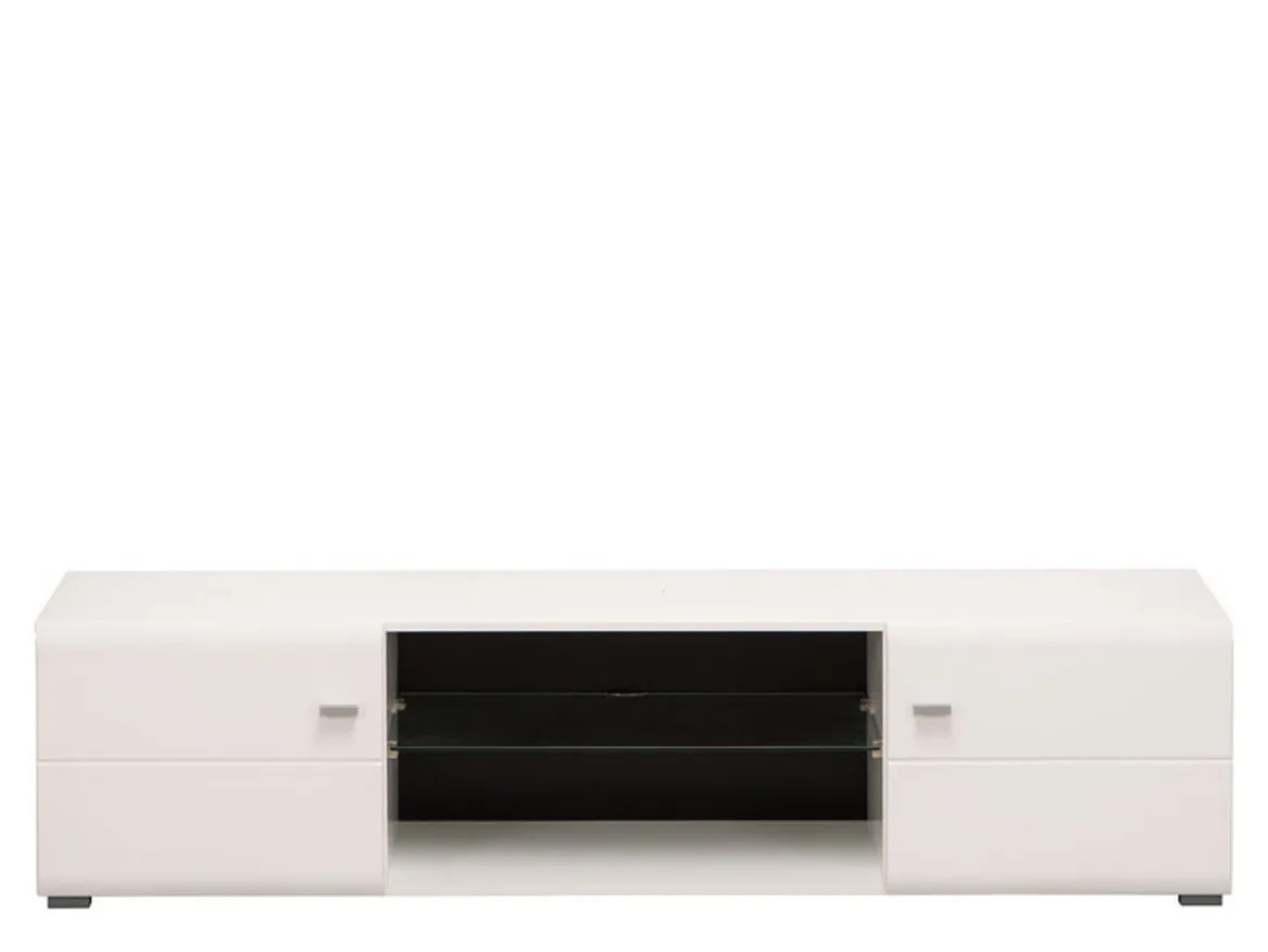 Mobile Porta tv Bianco Nero un Ripiano 2 Ante 170x41.5x41.5h cm, Ripiano in Vetro - Furci