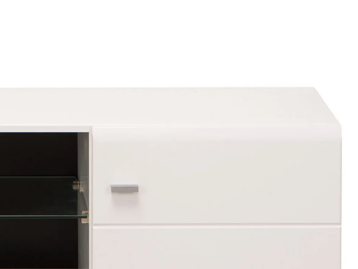 Mobile Porta tv Bianco Nero un Ripiano 2 Ante 170x41.5x41.5h cm, Ripiano in Vetro - Furci