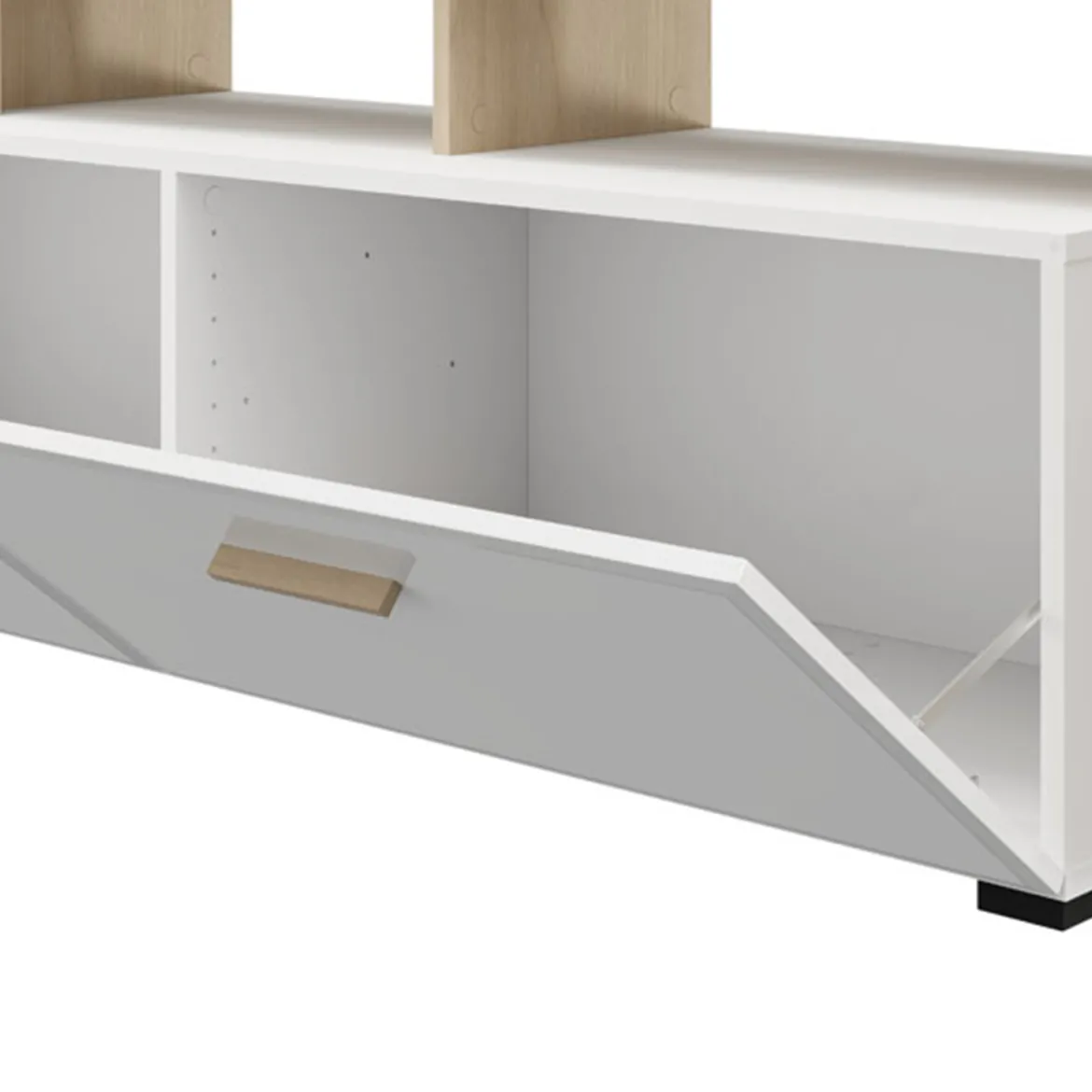 Mobile Porta tv Bianco Opaco Marrone Rovere un Cassetto 2 Ripiani 143x40x53h cm, 2 Ante - Sampe