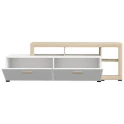 Mobile Porta tv Bianco Opaco Marrone Rovere un Cassetto 2 Ripiani 143x40x53h cm, 2 Ante - Sampe