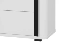 Mobile Porta tv Bianco Opaco Nero 4 Cassetti un Ripiano 176.5x40x52h cm, Apertura Scorrevole - Terenzo