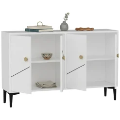 Mobile Porta tv Bianco 2 Ripiani Apertura Battente 120x30x75h cm, 4 Ante - Cervai