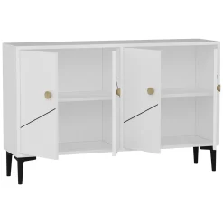 Mobile Porta tv Bianco 2 Ripiani Apertura Battente 120x30x75h cm, 4 Ante - Cervai