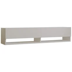 Mobile Porta tv Bianco 2 Ripiani Apertura a Ribalta 141x30x31h cm, 2 Ante - Olmi