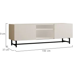 Mobile Porta tv Bianco 3 Ripiani Apertura Battente 150x37x50h cm, 2 Ante - Nicolao