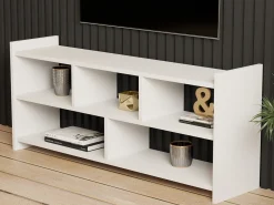 Mobile Porta tv Bianco 5 Ripiani 5 Vani 118x28x55h cm, Peso Supportato 40 kg - Loreglia
