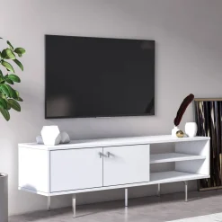 Mobile Porta tv Bianco un Ripiano 2 Ante 140x35x45h cm, 3 Vani