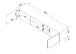 Mobile Porta tv blu un Ripiano 2 Ante 200x42x57h cm, con Piedini in Metallo - Cesara